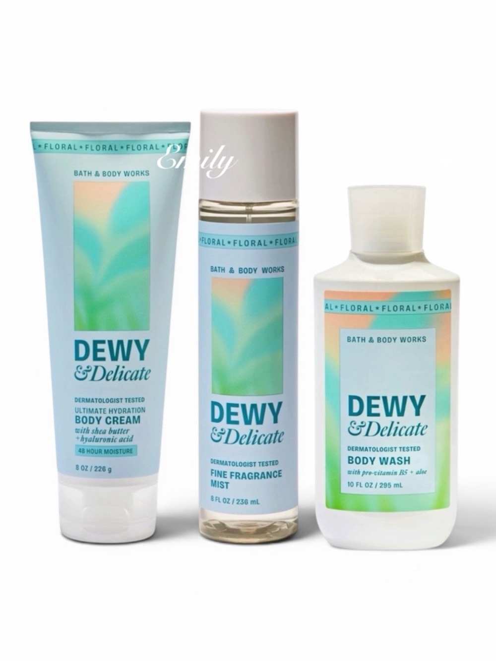 NEW Bath & Body Works DEWY & DELICATE 3 Piece Body Care Collection Set Bundle